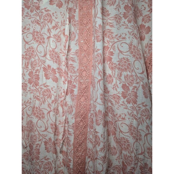 Women's Floral V Neck Pullover Tunic Blouse Pink Size XXL Como Vintage Hippie - Picture 5 of 12